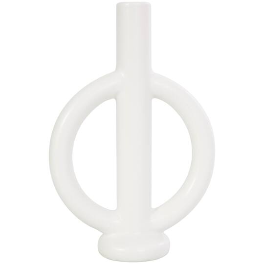 CosmoLiving by Cosmopolitan 10" Black & White Ceramic Geometric Ring Taper Candle Holder Set